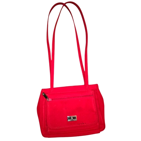 Frankie & Johnnie Handbags - Frankie & Johnnie Red Nylon Microfiber Retro Crossbody Bag